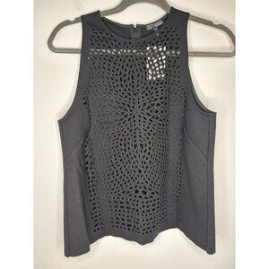INTERMIX NEW Laser Cutout Tank Womens M Black $218 Retail Italian Fabric